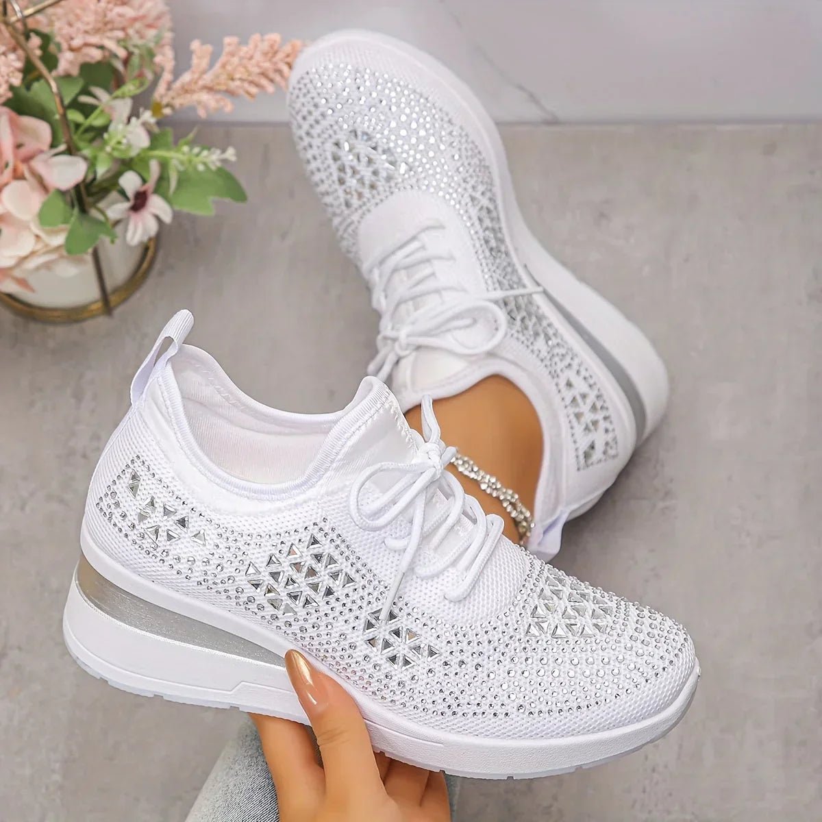 Women's Knit Platform Sneakers - White