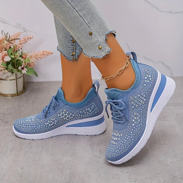 Women's Knit Platform Sneakers - Blue