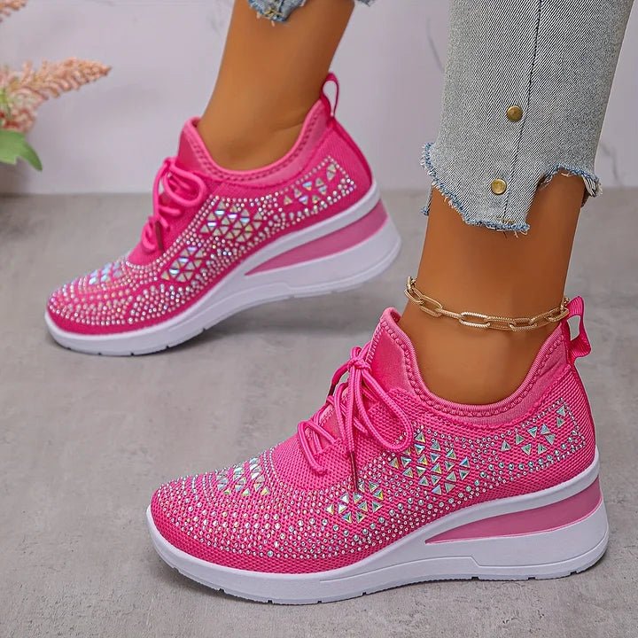 Women's Knit Platform Sneakers - Fuschia Pink