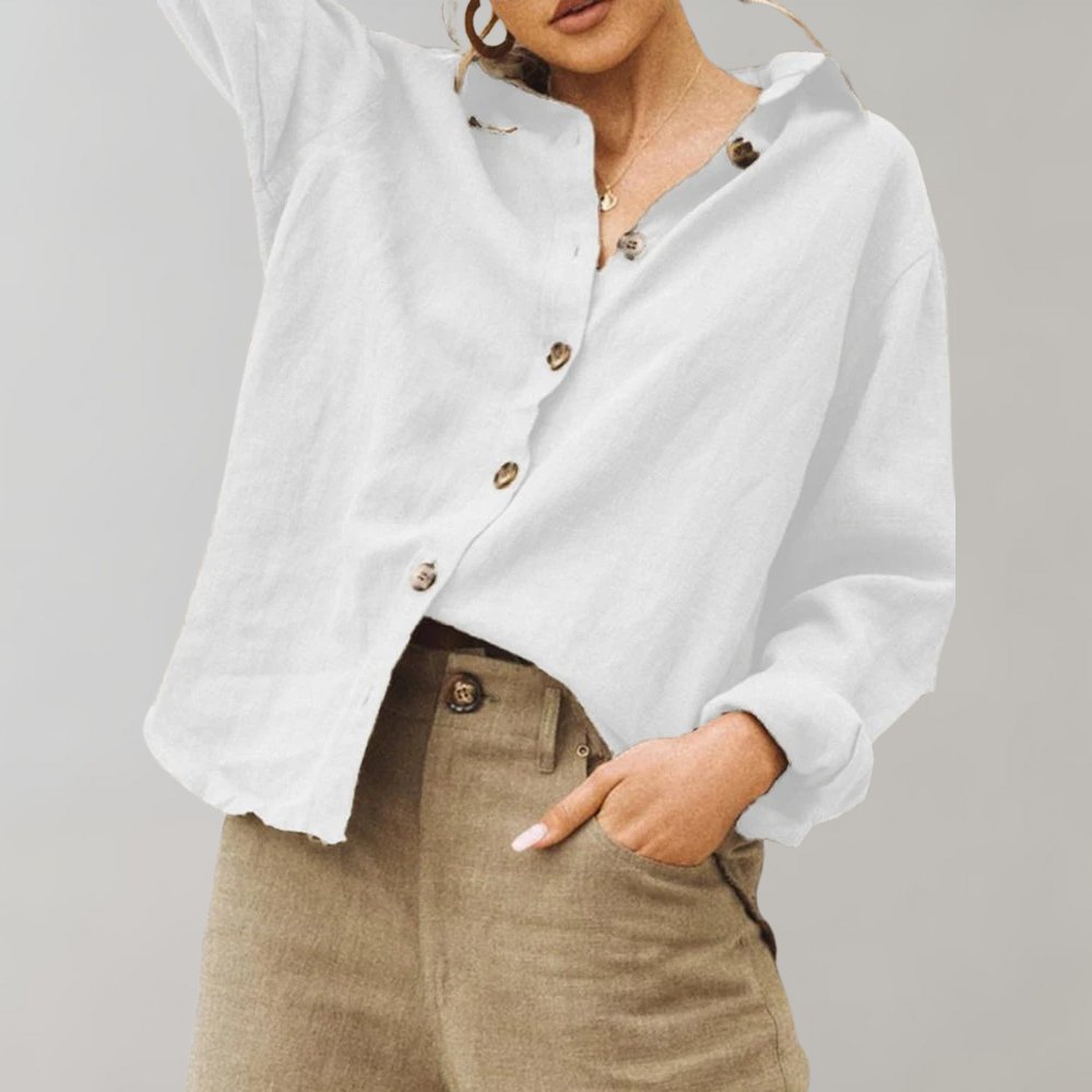 Women's Long Sleeve Oversized Shirt - White