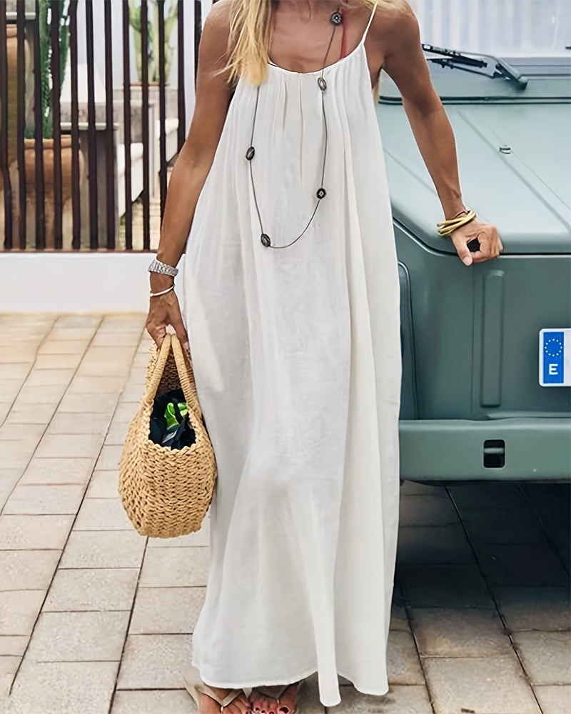 Sleeveless Summer Maxi Dress - White