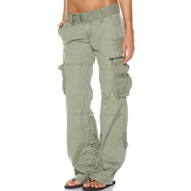 Women's Straight Cargo Pants - Green