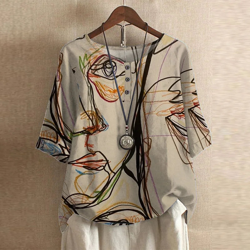 Vivian Women's Floral Embroidered Linen Blouse 11