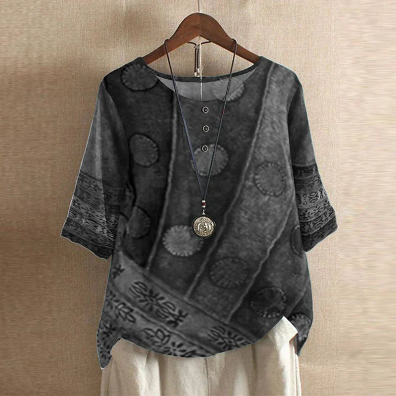 Vivian Women's Floral Embroidered Linen Blouse 2