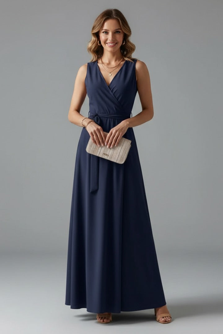 Wedding Guest Wrap Maxi Dress - Dark Blue