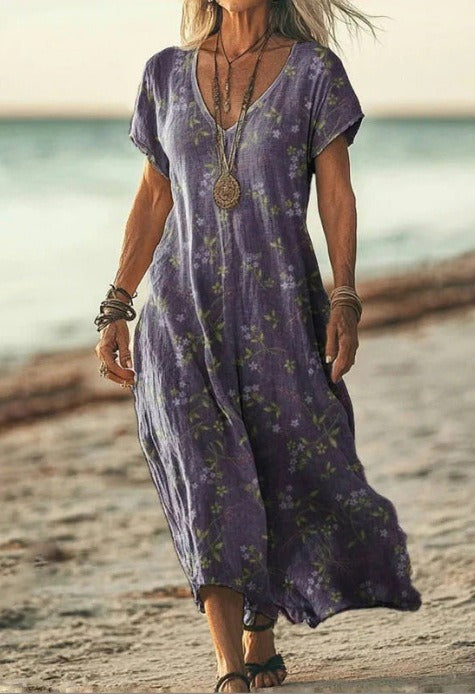 Boho Beach Maxi Dress - Blue