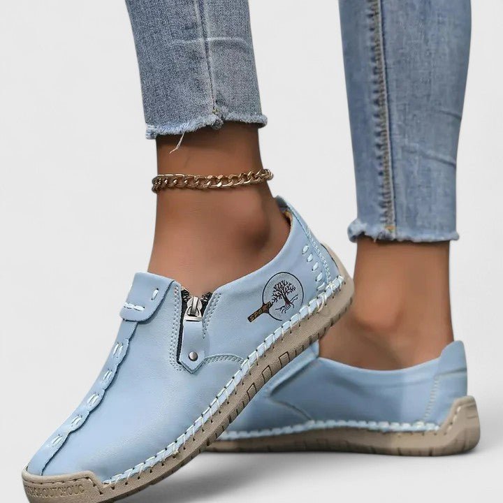 Women's Leather Loafer Sneakers - Blue
