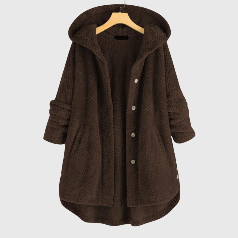 Women's Oversized Hooded Cardigan Coat - Brown
