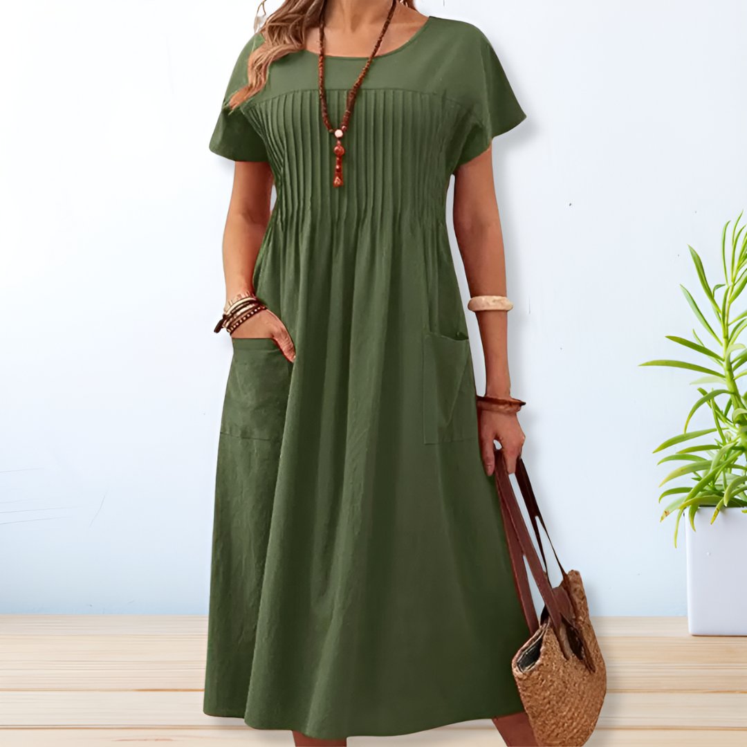 Willow Women's Cotton Pleated Midi Dress 1