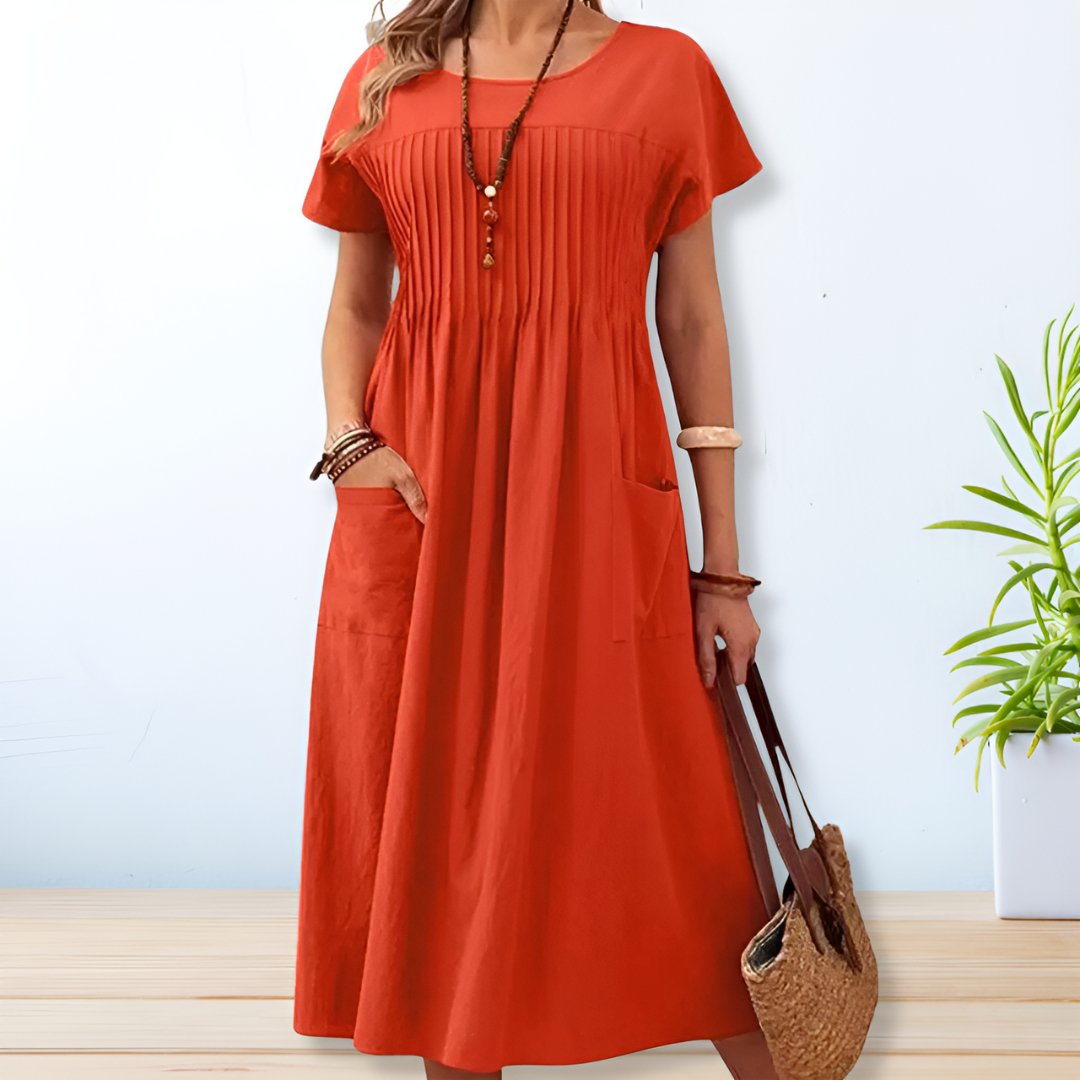 Willow Women's Cotton Pleated Midi Dress 2
