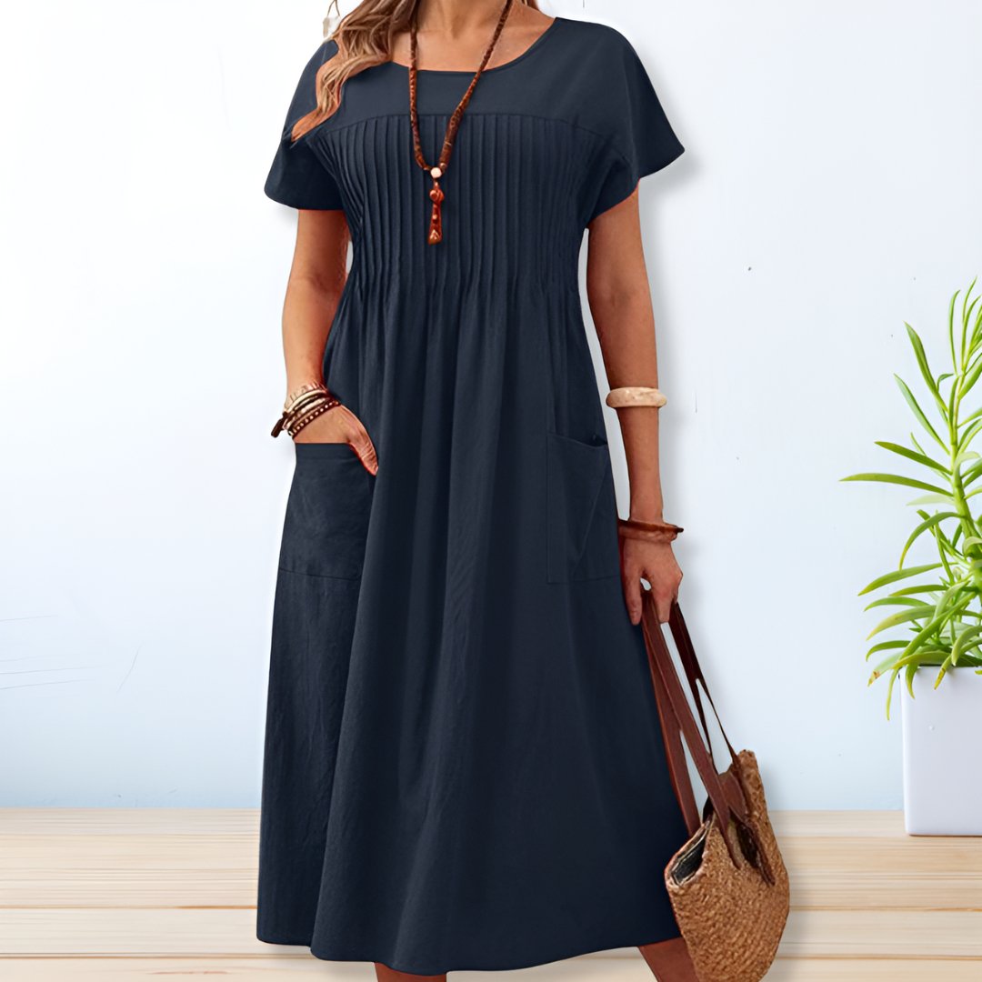 Willow Women's Cotton Pleated Midi Dress 3