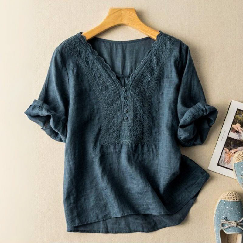 Zara Women's Linen Embroidered Blouse 1
