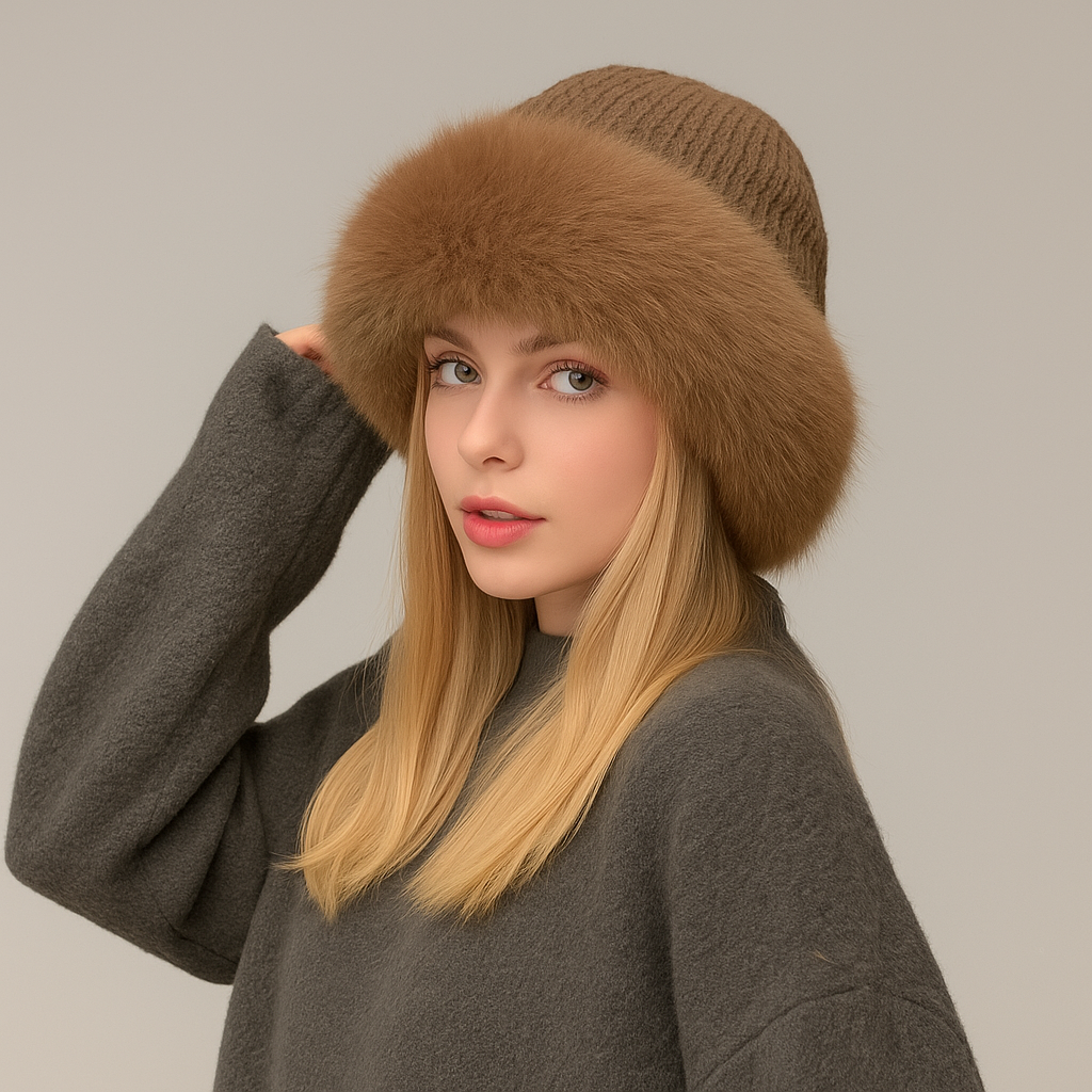Zoe Women's Fur Trim Wool Knit Hat 3