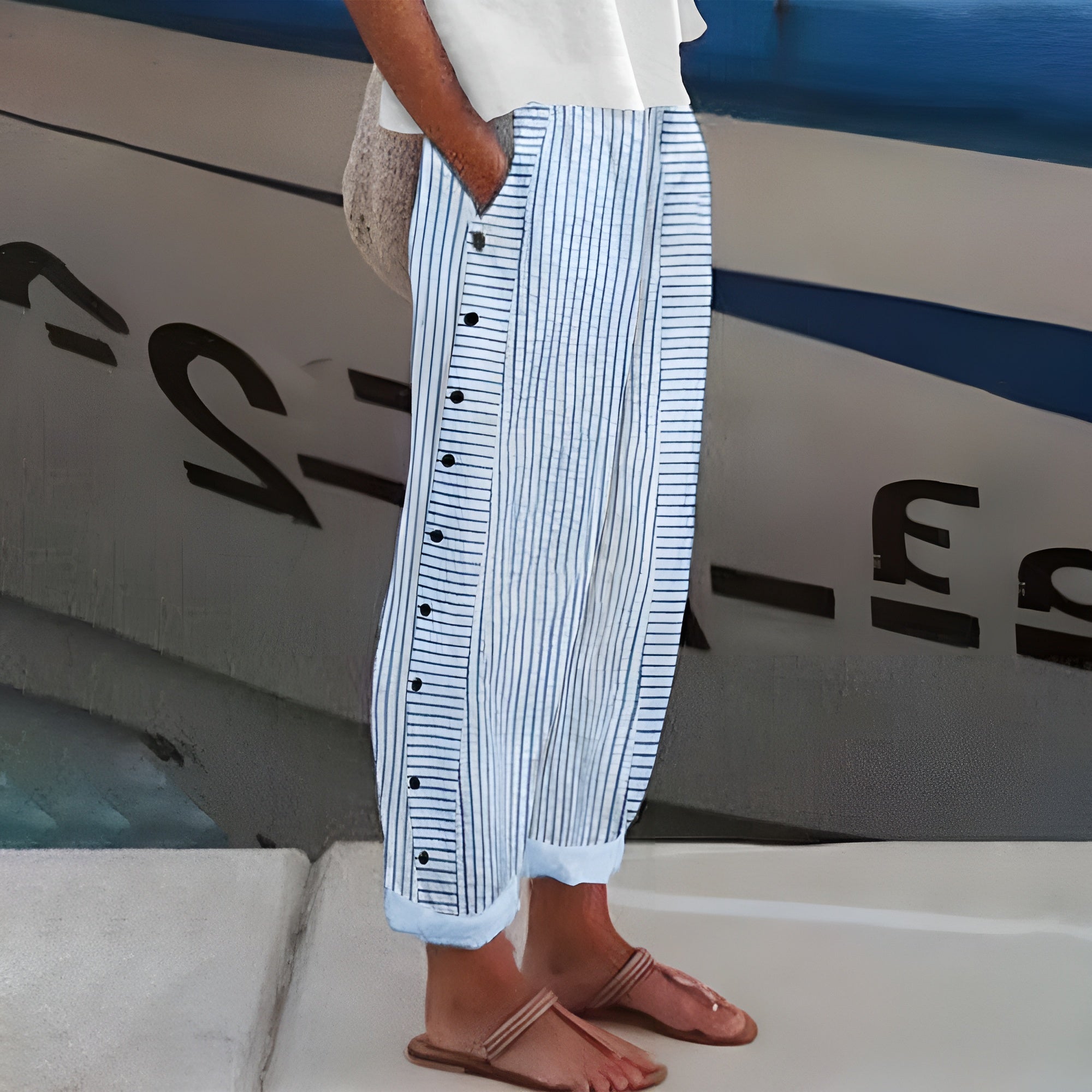 Abigail Women's Striped Wide Leg Trousers 1