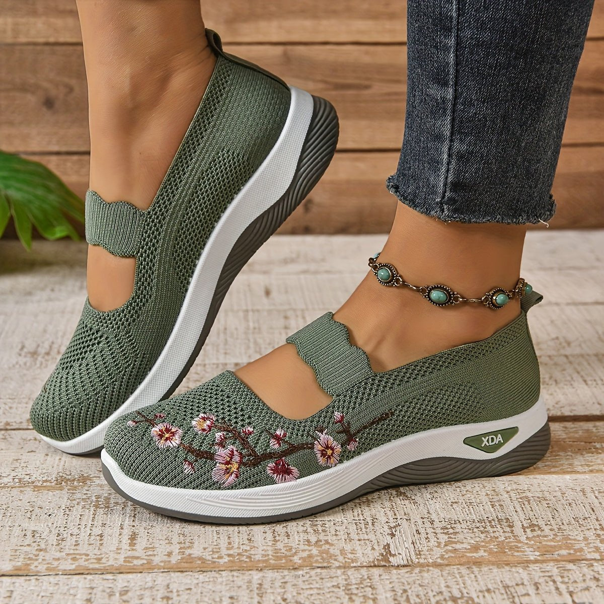 Women's Floral Mary Jane Sneakers