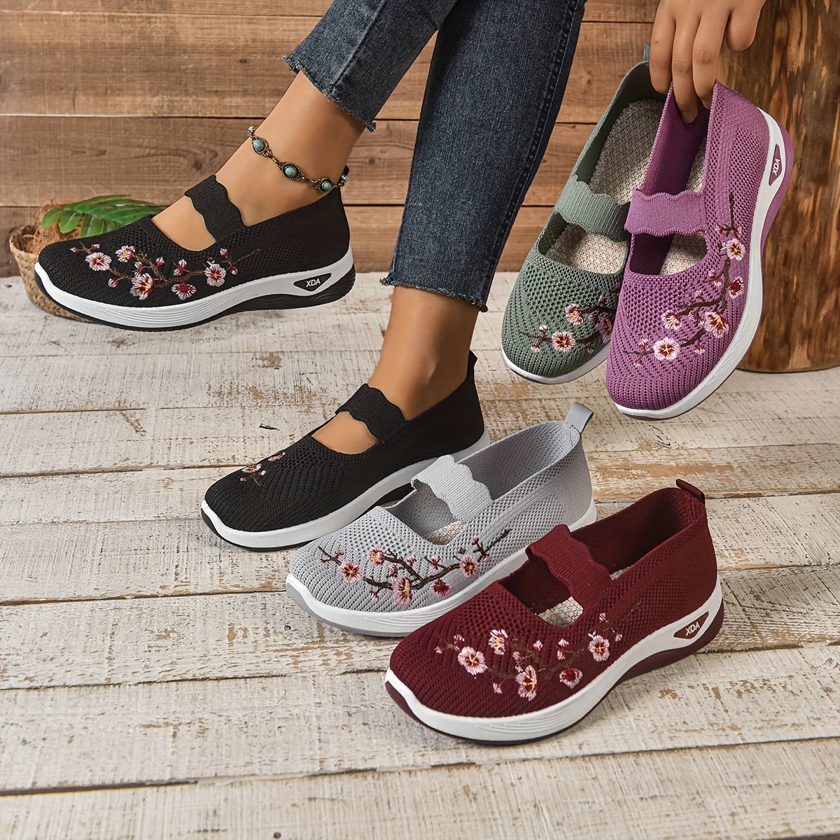 Women's Floral Mary Jane Sneakers