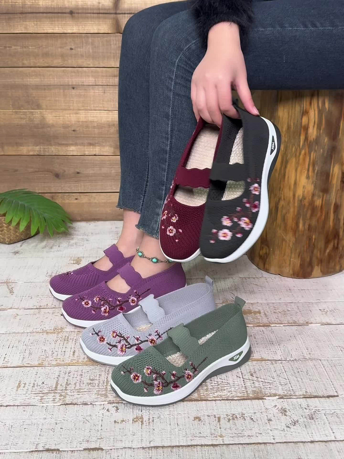 Women's Floral Mary Jane Sneakers