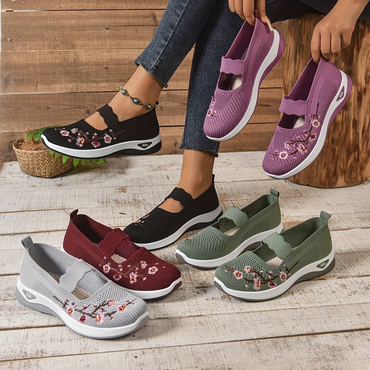 Women's Floral Mary Jane Sneakers
