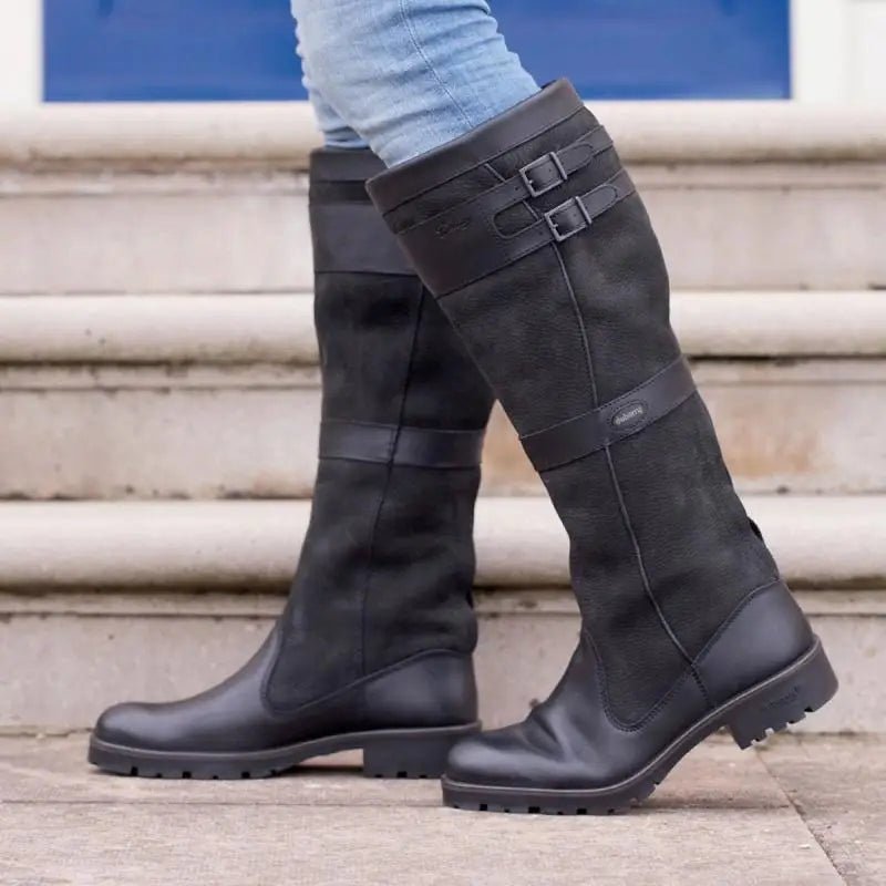 Women's Knee-High Leather Boots - Black