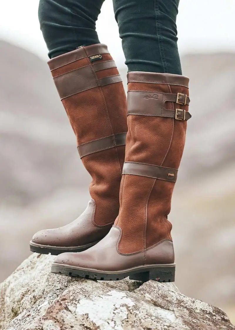 Women's Knee-High Leather Boots - Brown