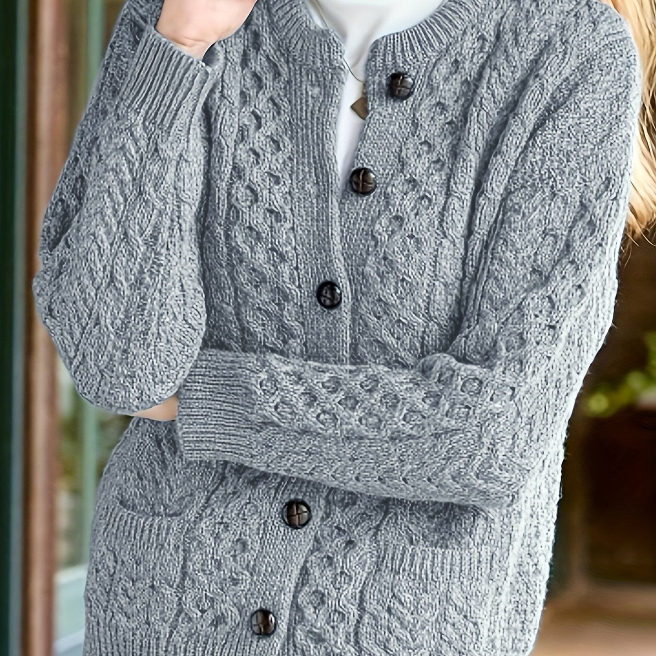 Women's Knit Cardigan - Silver Grey
