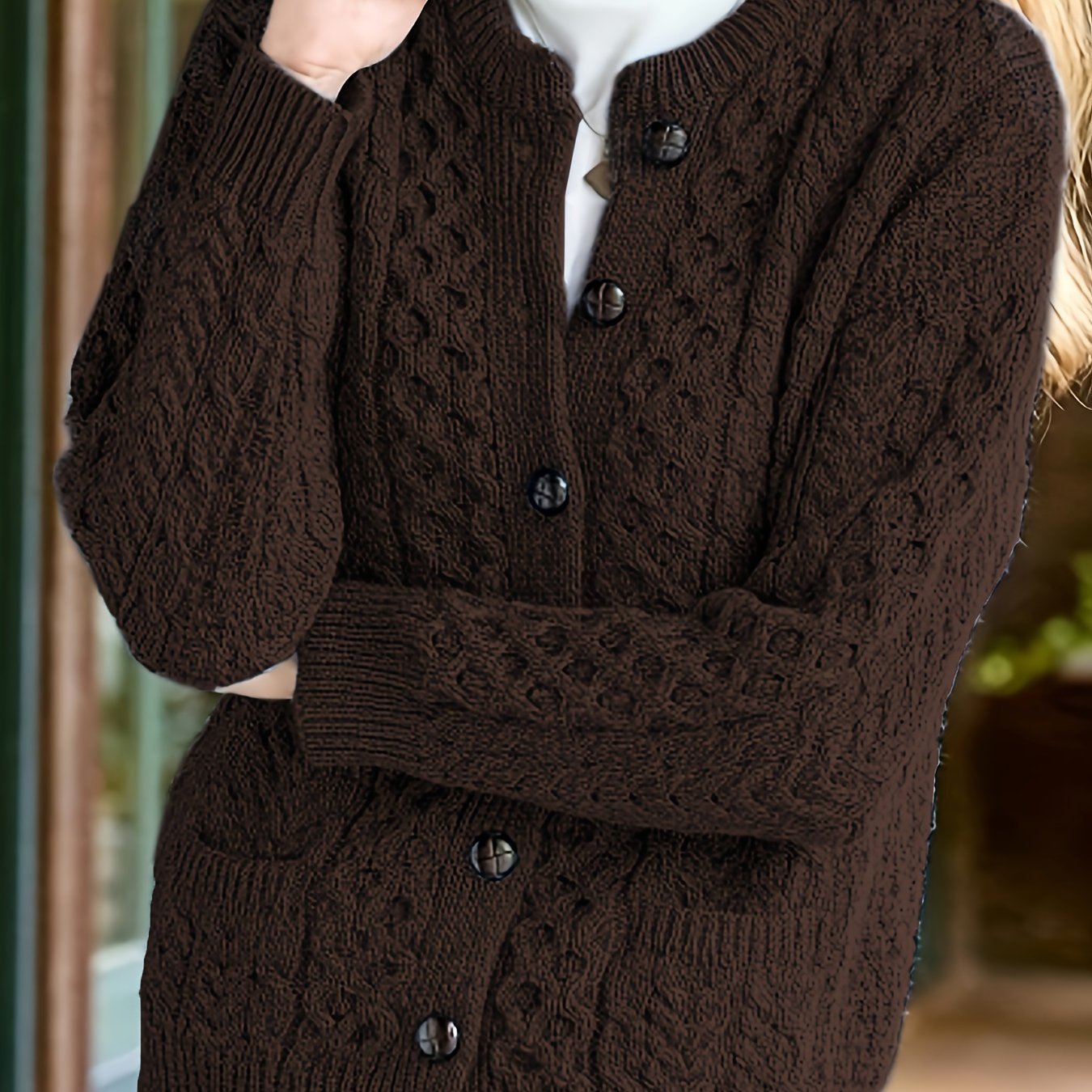 Women's Knit Cardigan - Coffee Brown