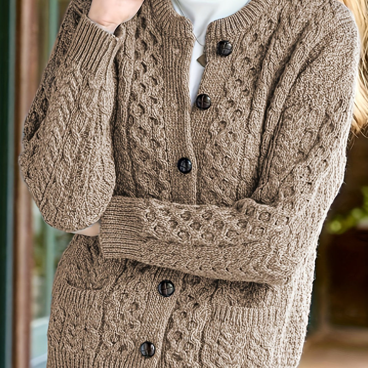 Women's Knit Cardigan - Camel