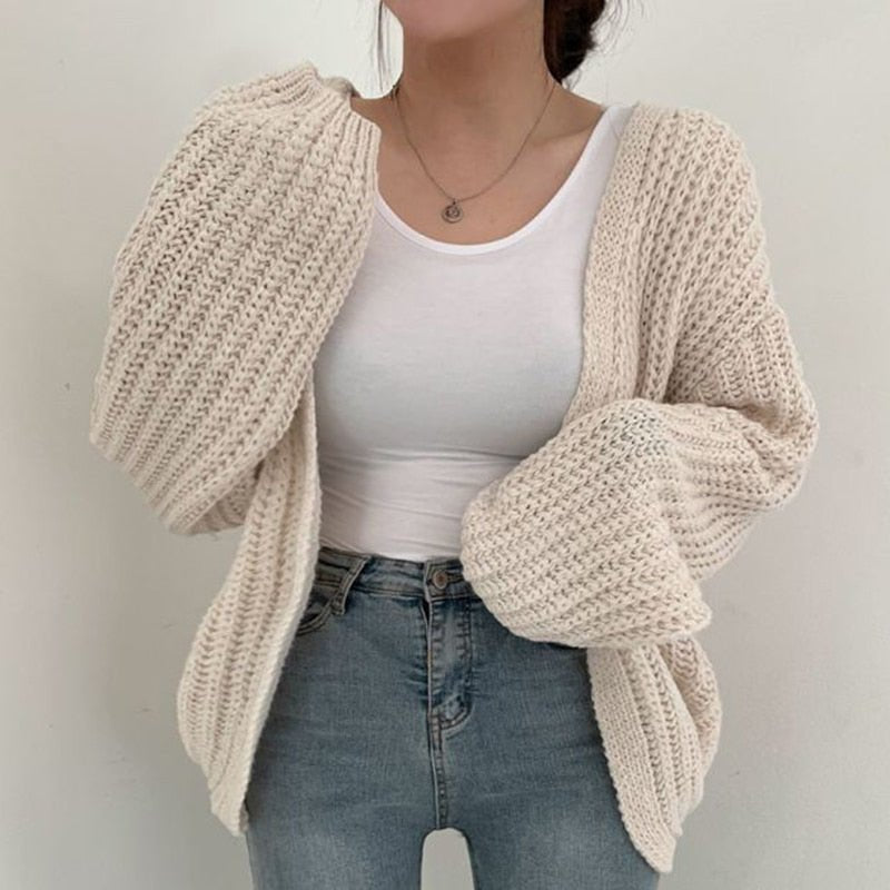 Women's Oversized Chunky Knit Cardigan - White
