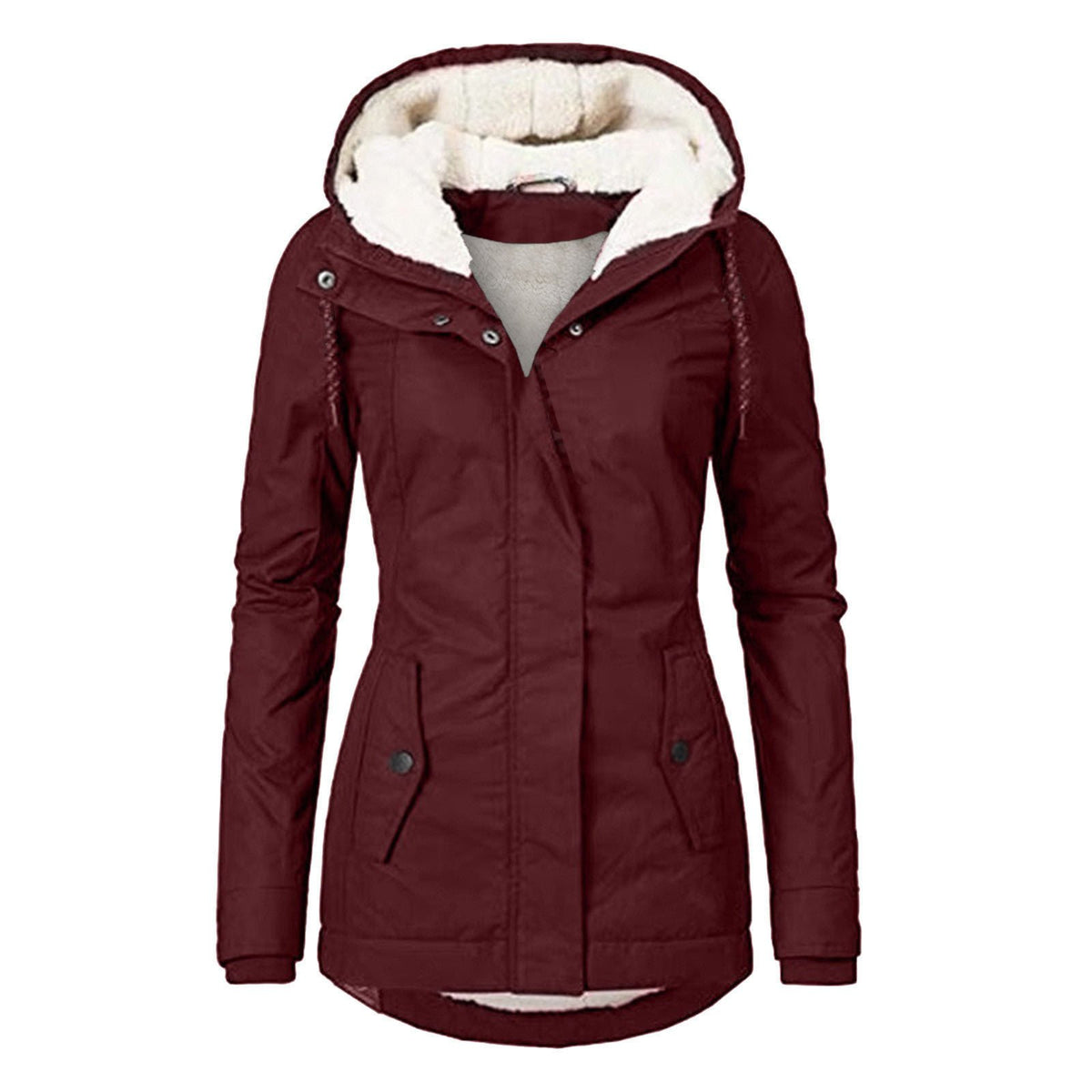 Women's Sherpa-Lined Hooded Parka - Burgundy