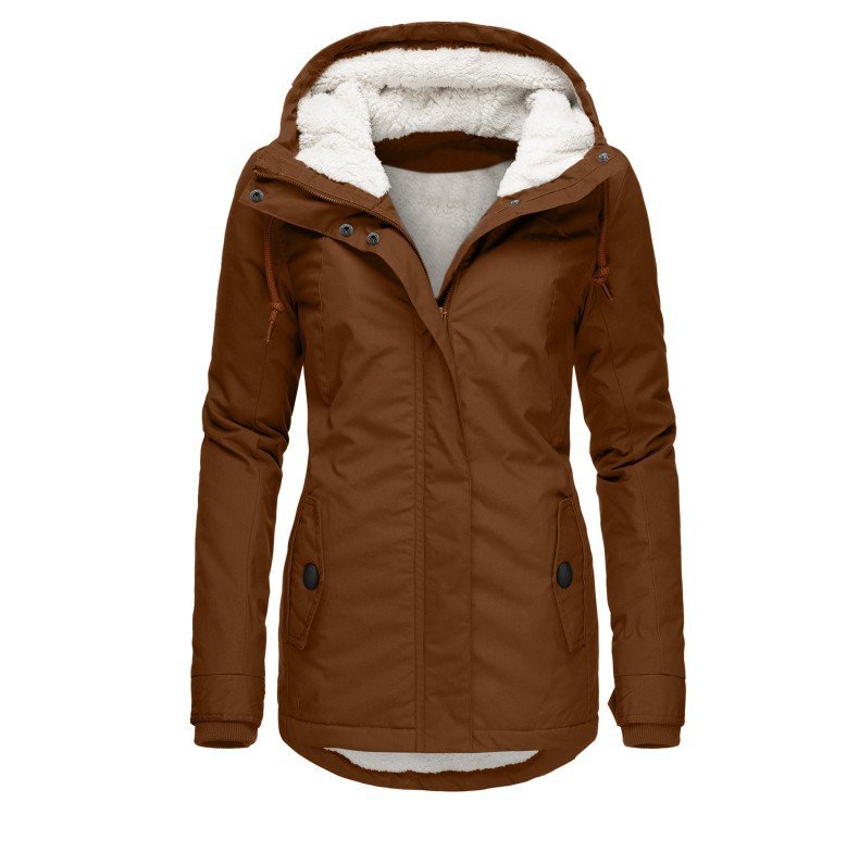 Women's Sherpa-Lined Hooded Parka - Brown
