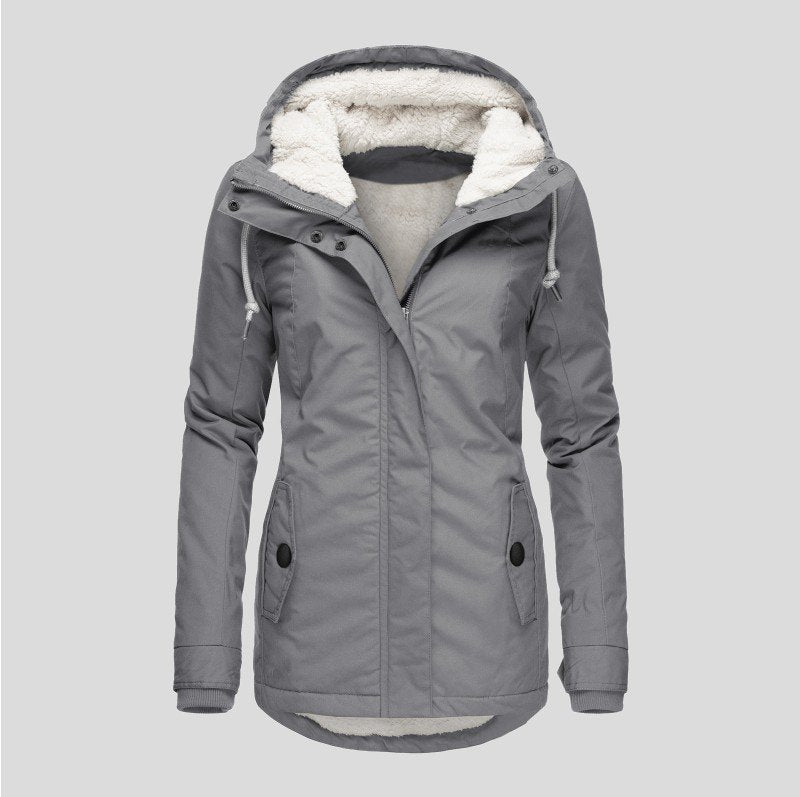 Women's Sherpa-Lined Hooded Parka - Gray