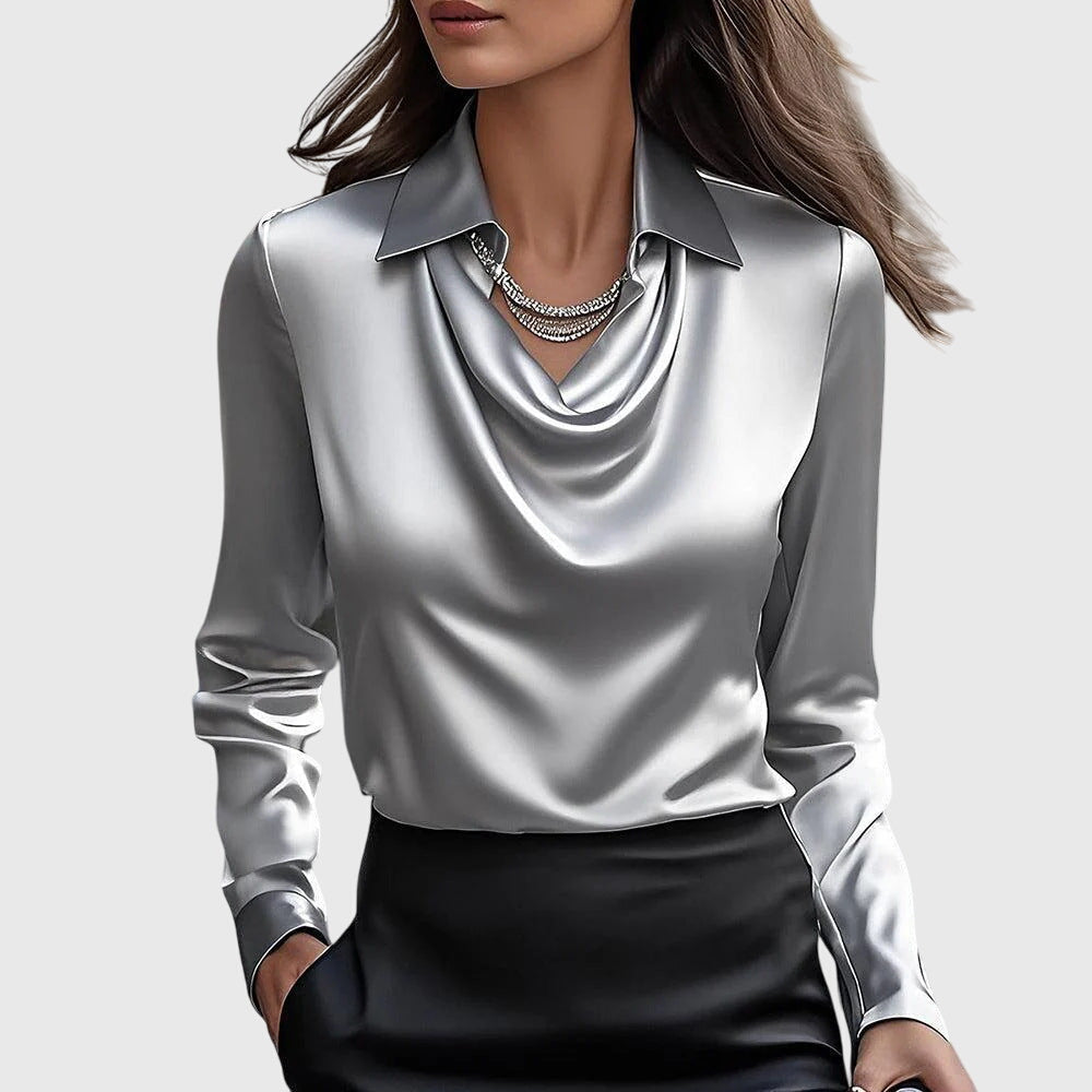 Adelaide Women's Satin Collared Blouse 2