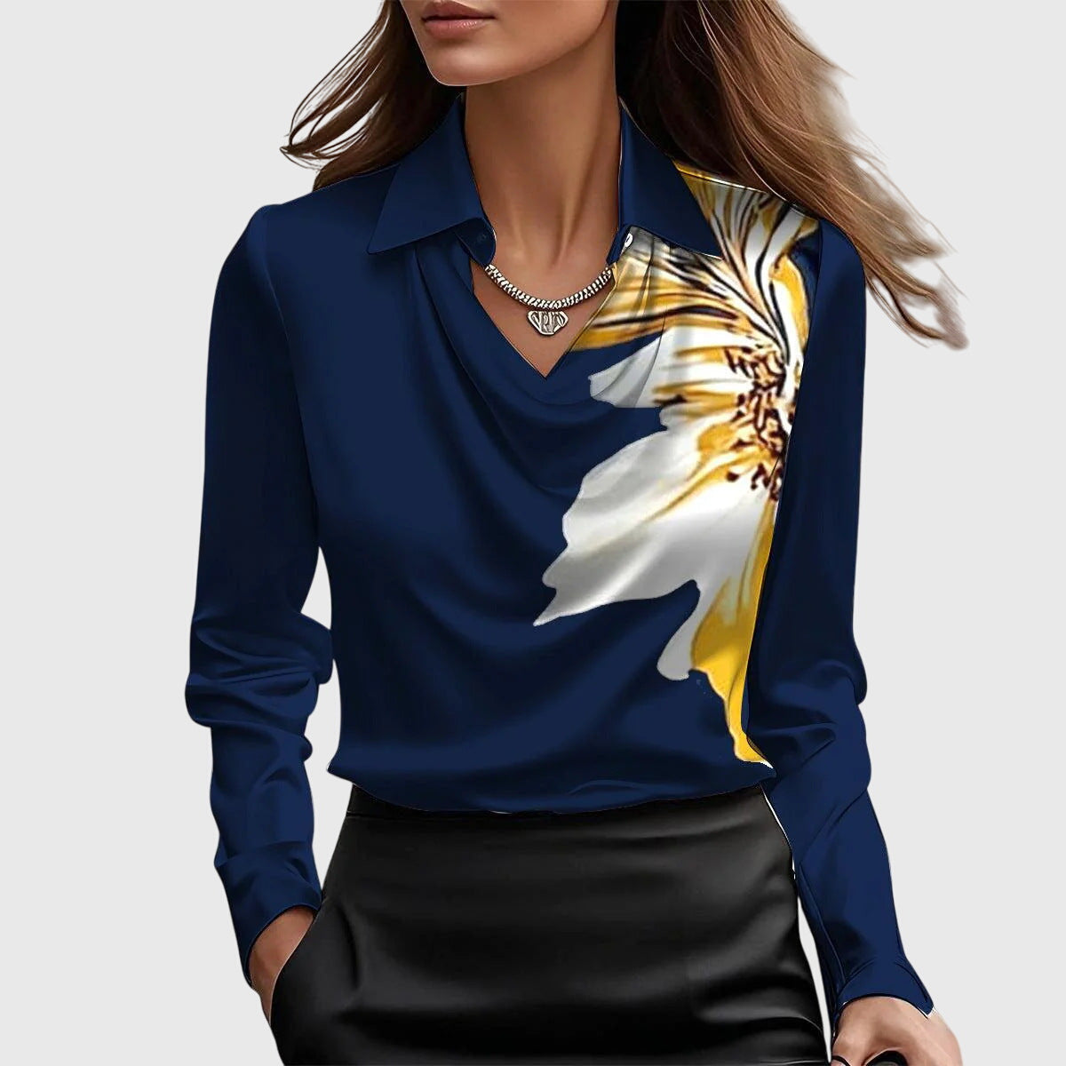 Adelaide Women's Satin Collared Blouse 8