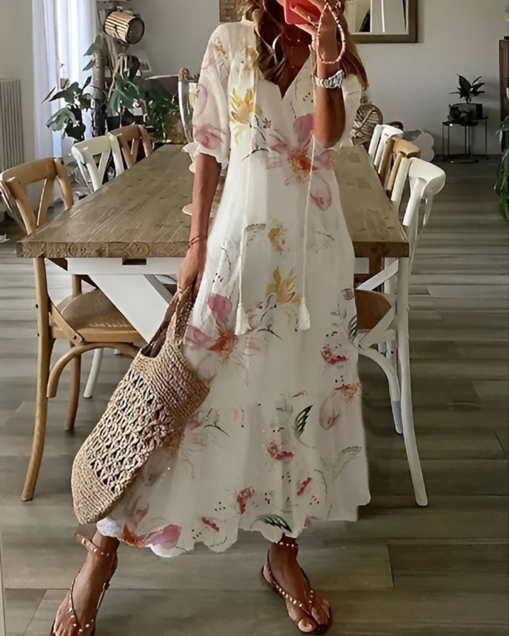 Alice Women's Printed V Neck Maxi Dress 6