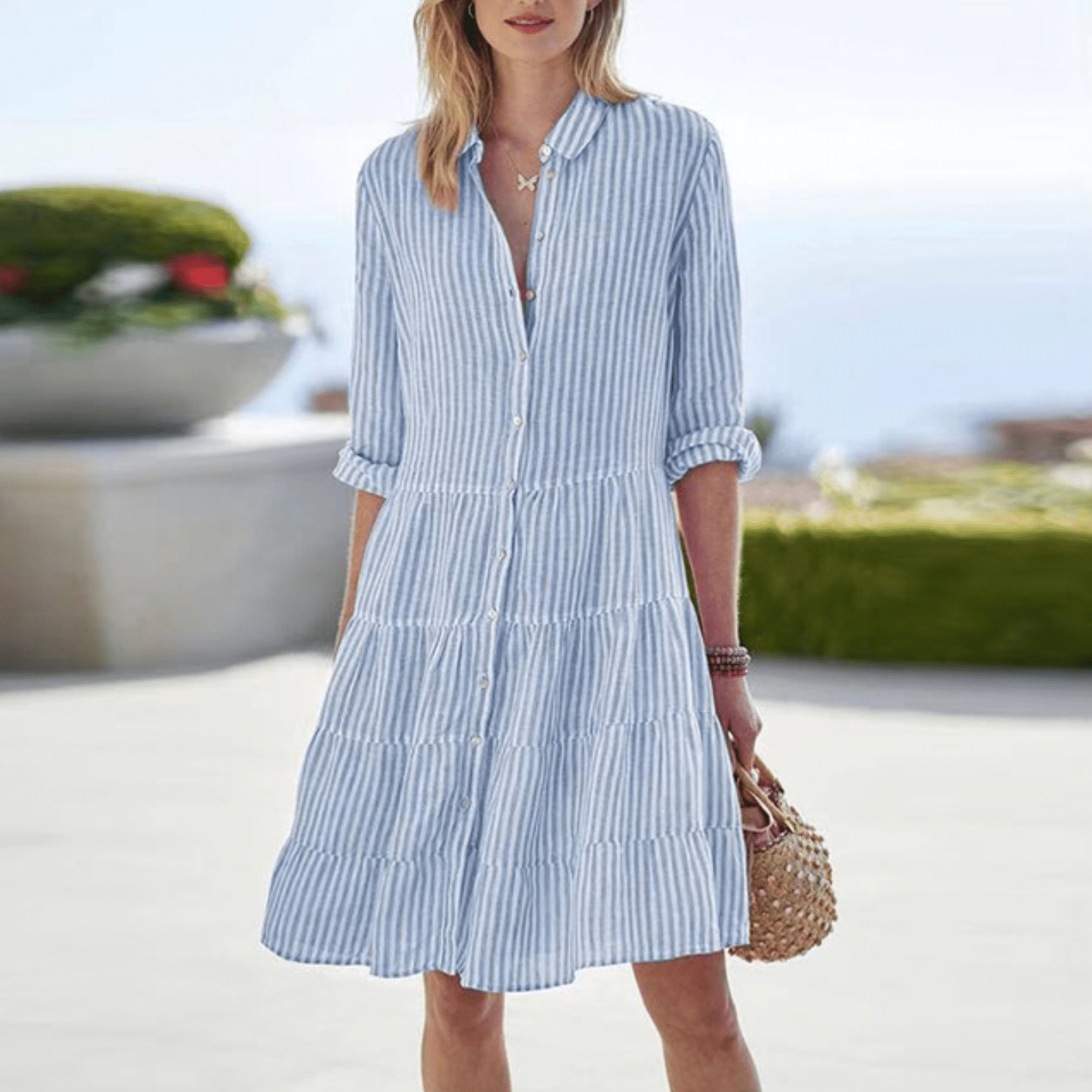 Amelia Women's Striped Cotton Shirt Dress 5