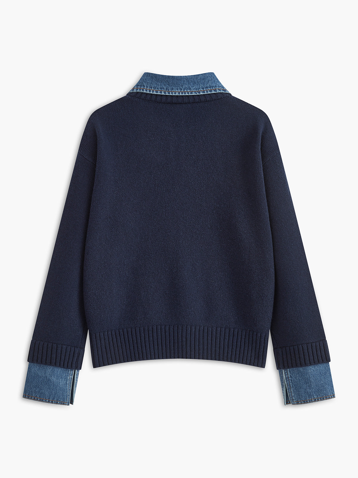 Aria Women's Denim Collar Knit Sweater 3