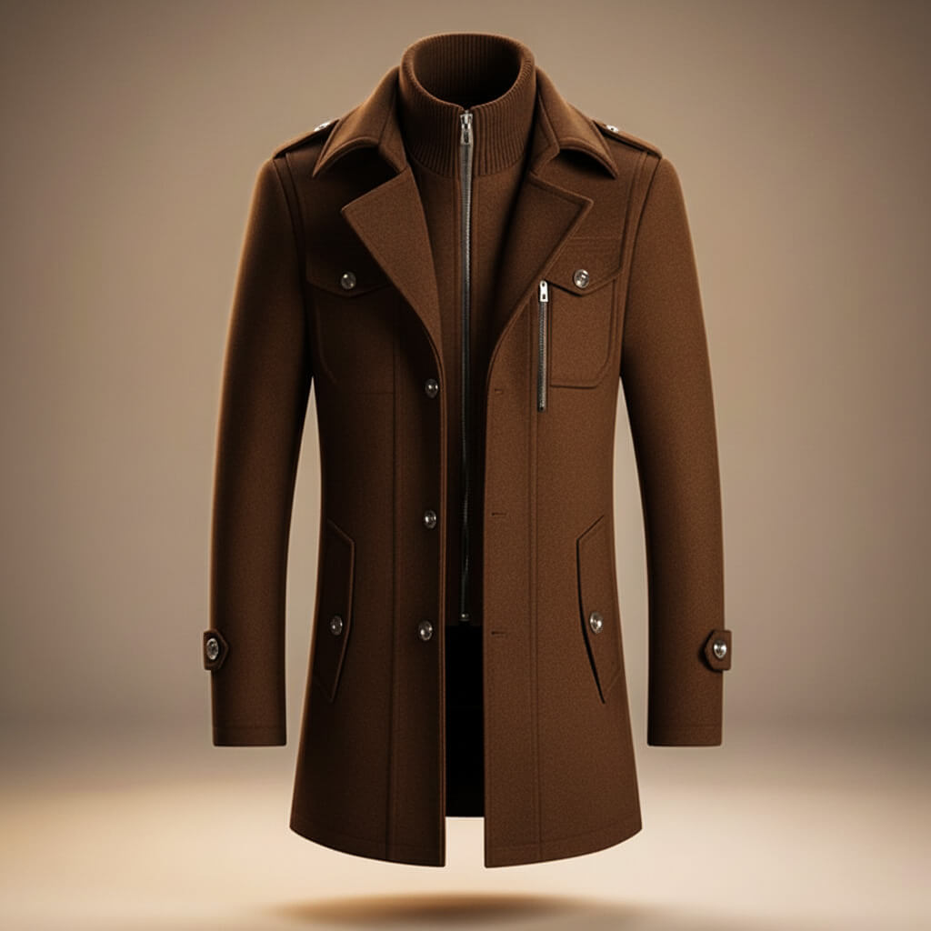 Arthur Men's Wool Double Breasted Trench Coat 2