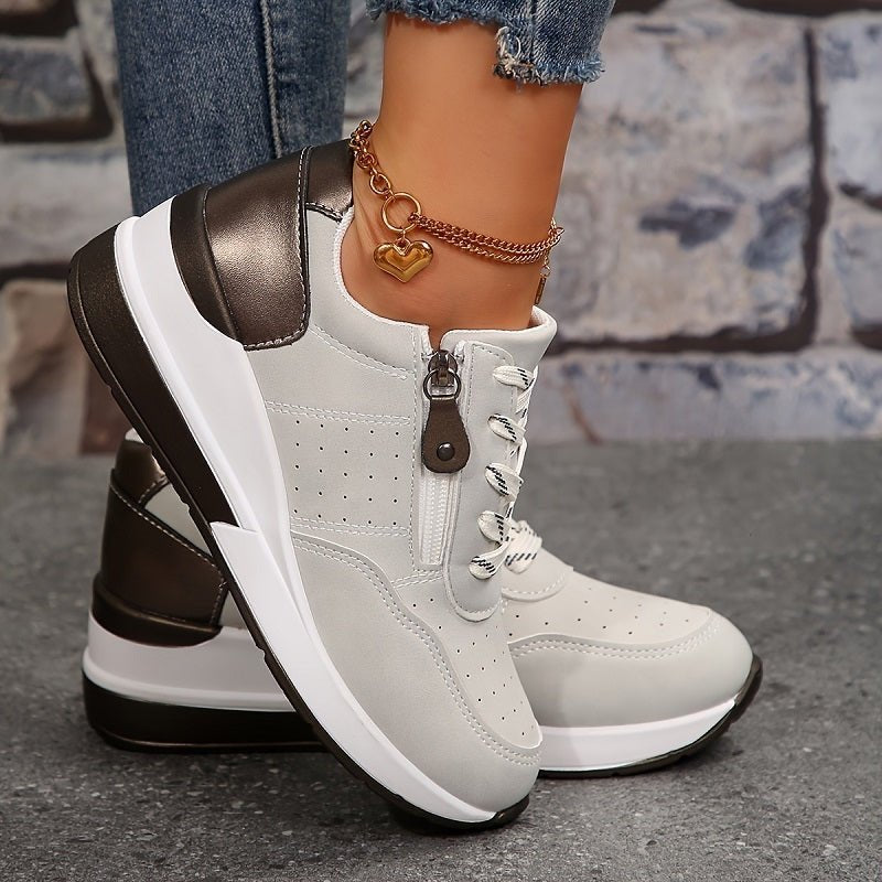 Women's Faux Leather Wedge Sneakers