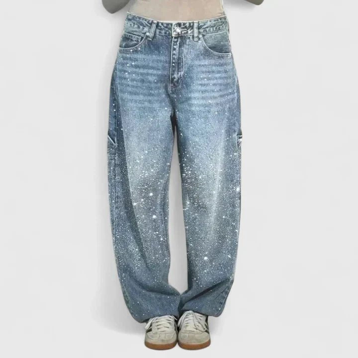 Women's High-Waisted Wide-Leg Jeans - Light Blue
