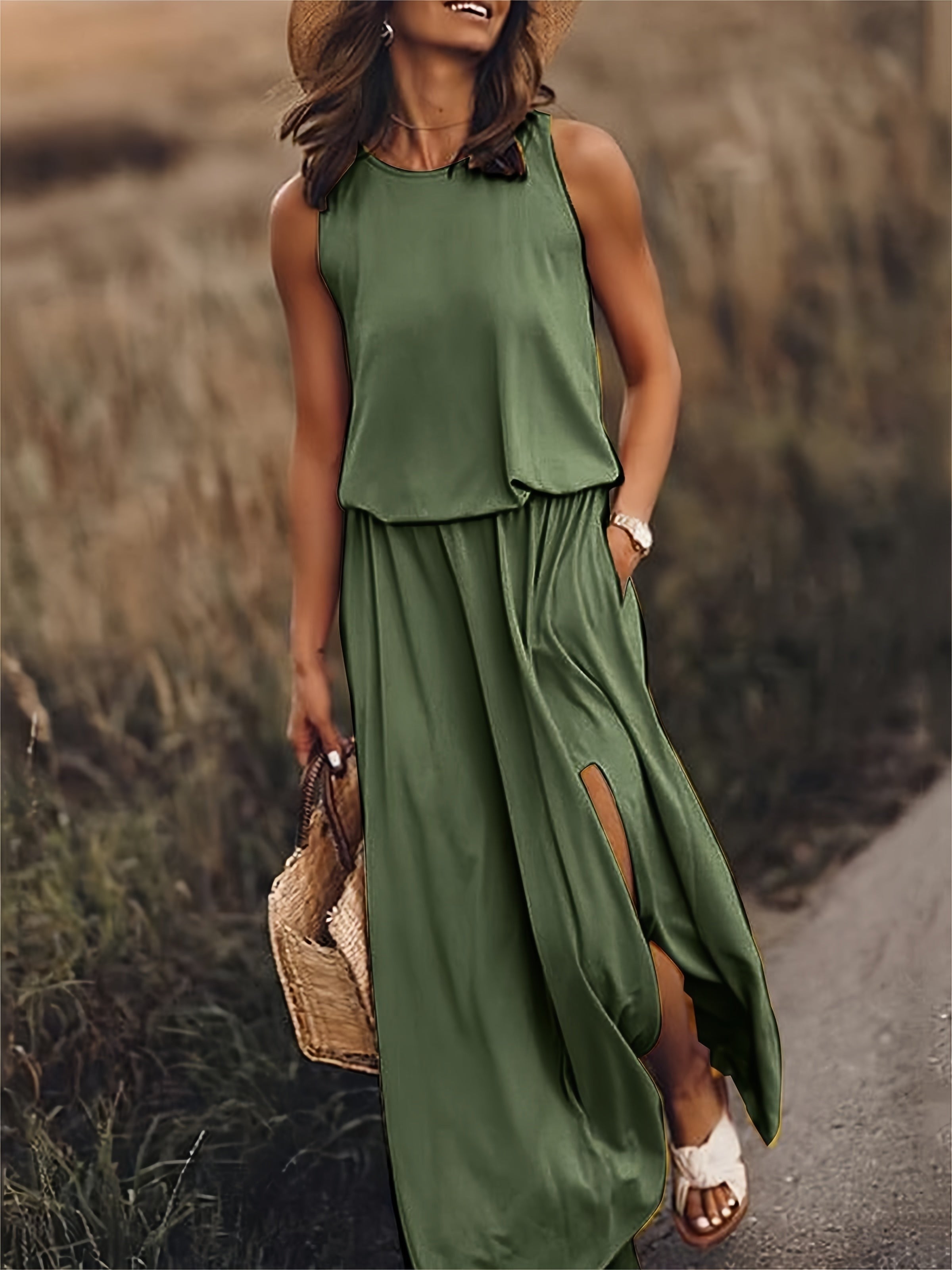 Sleeveless Maxi Dress - Green