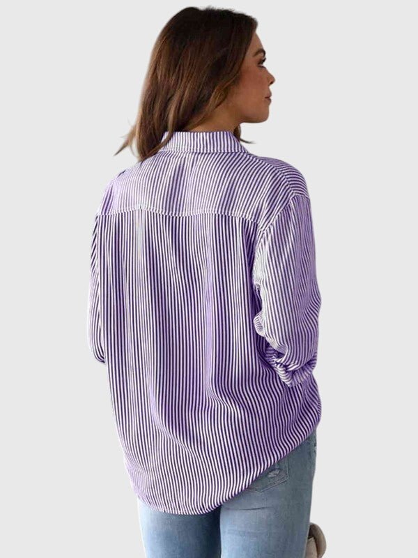 Women's Long Sleeve Striped Tie-Front Shirt