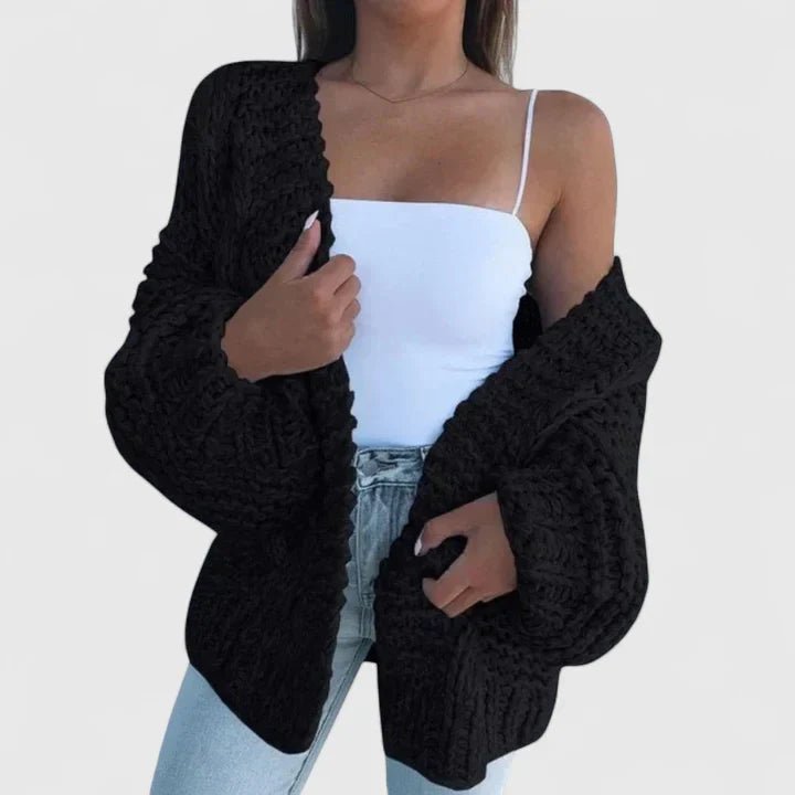 Women's Oversized Knit Cardigan - Black