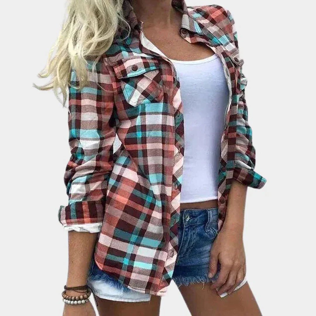 Women's Plaid Flannel Shirt - Pink