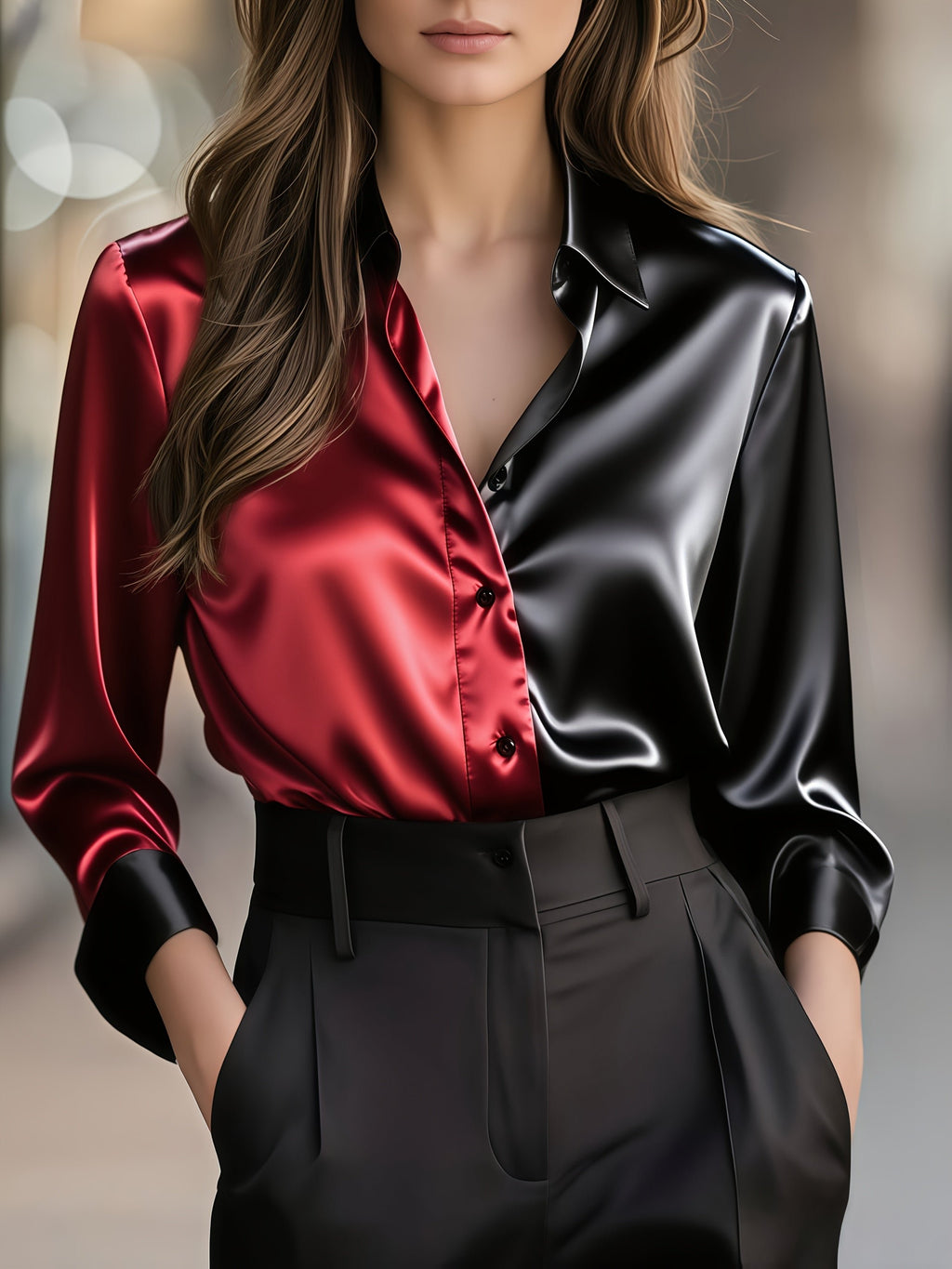 Women's Slim Satin Blouse