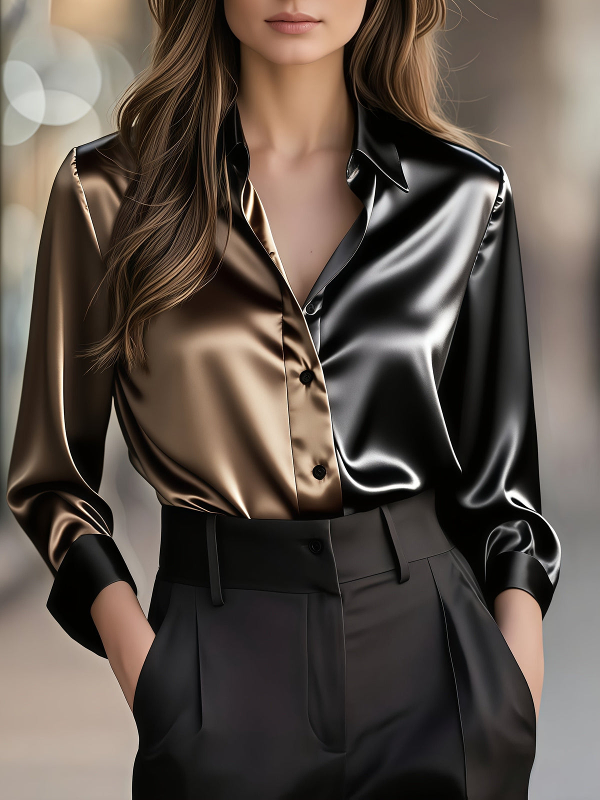 Women's Slim Satin Blouse