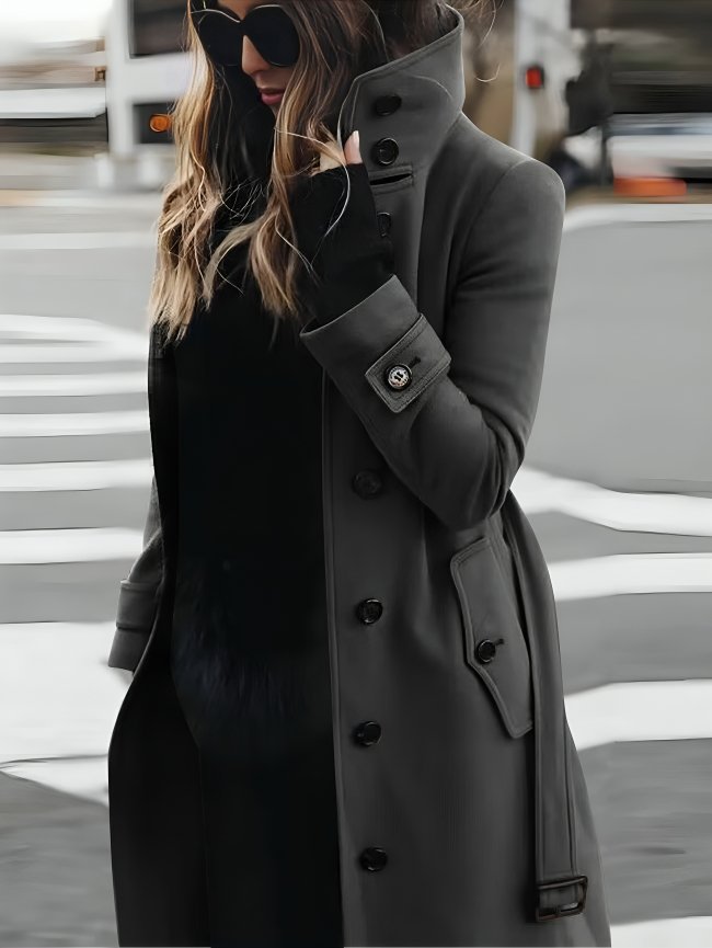 Women's Wool Trench Coat - Grey