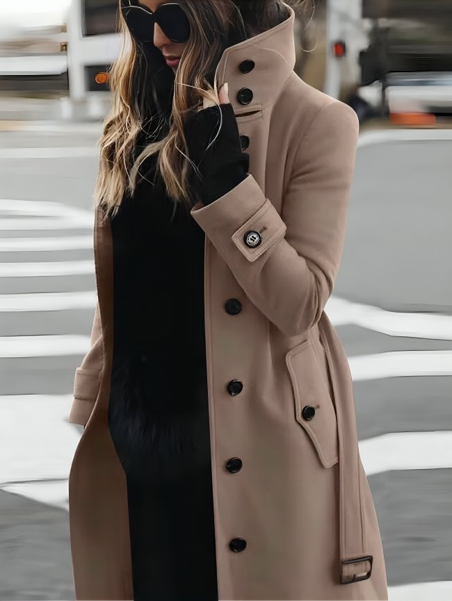 Women's Wool Trench Coat - Beige