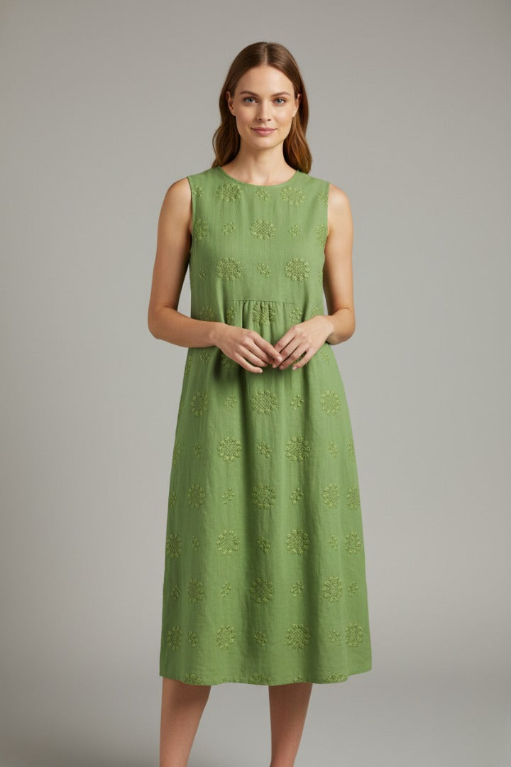 Sleeveless A Line Midi Dress - Green