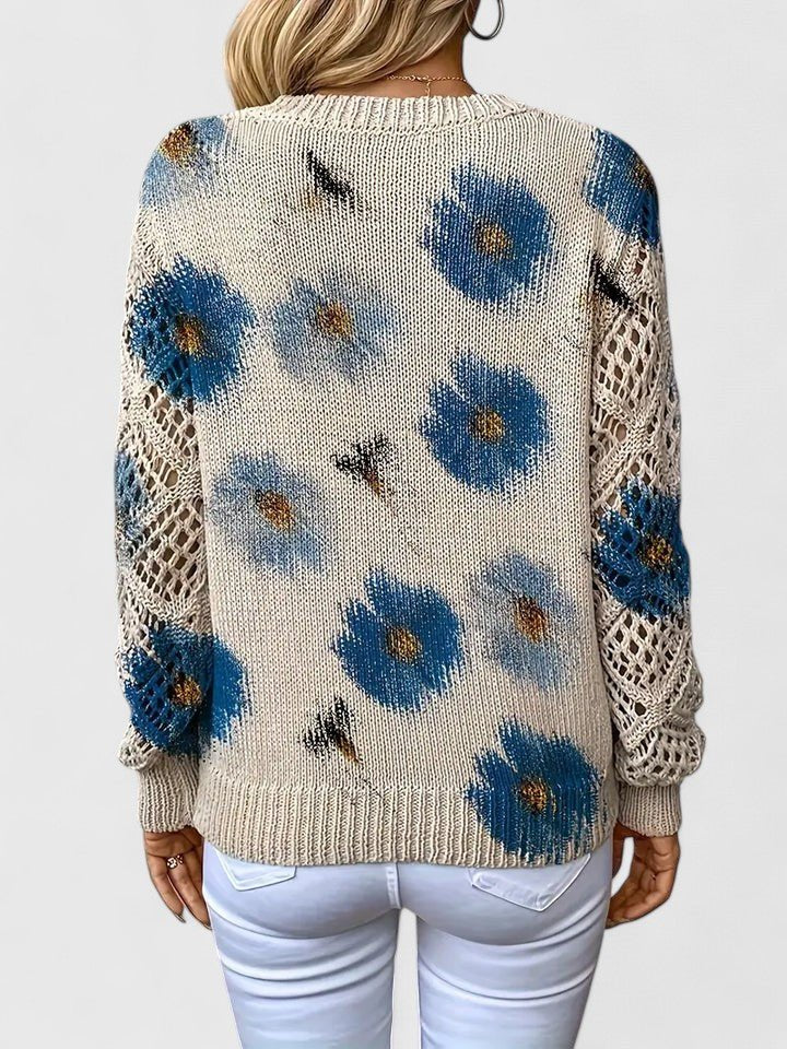 Women's Floral V-Neck Sweater