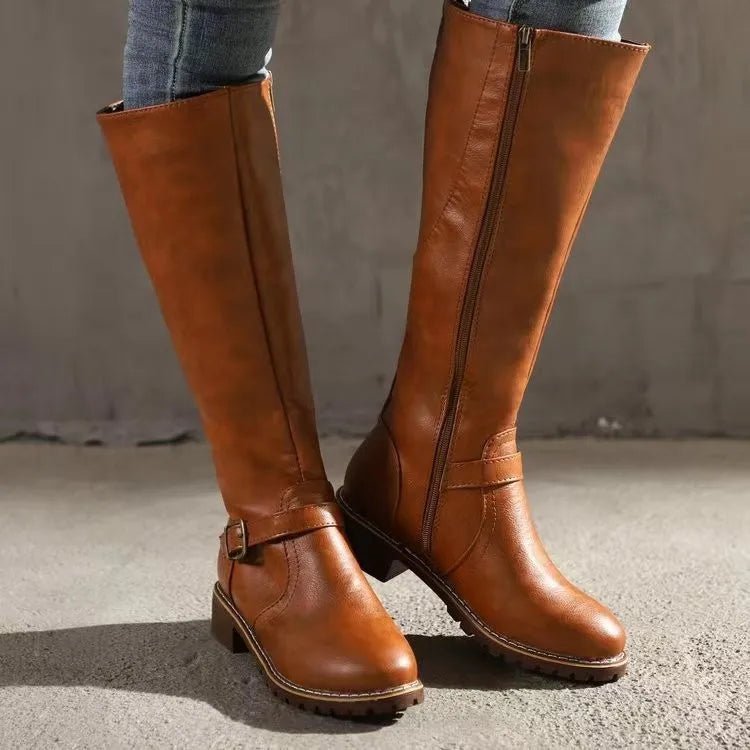 Women's Knee-High Riding Boots - Light Brown